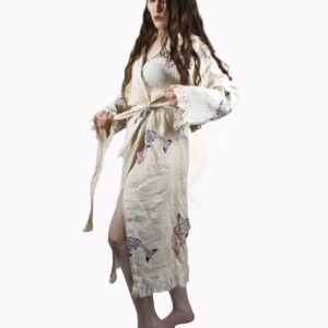 Yunus Müslin Peştemal Pamuk Bornoz Püsküllü Sabahlık Cotton Muslin Hammam Dressing Gown