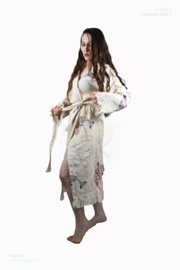 Yunus Müslin Peştemal Pamuk Bornoz Püsküllü Sabahlık Cotton Muslin Hammam Dressing Gown